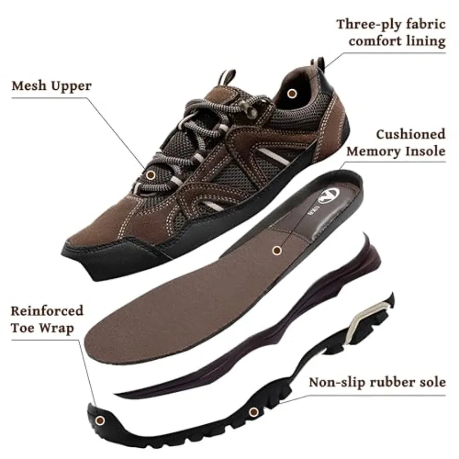 MIXIN Mens Hiking Shoes Lightweight Breathable Anti Slip Low Top