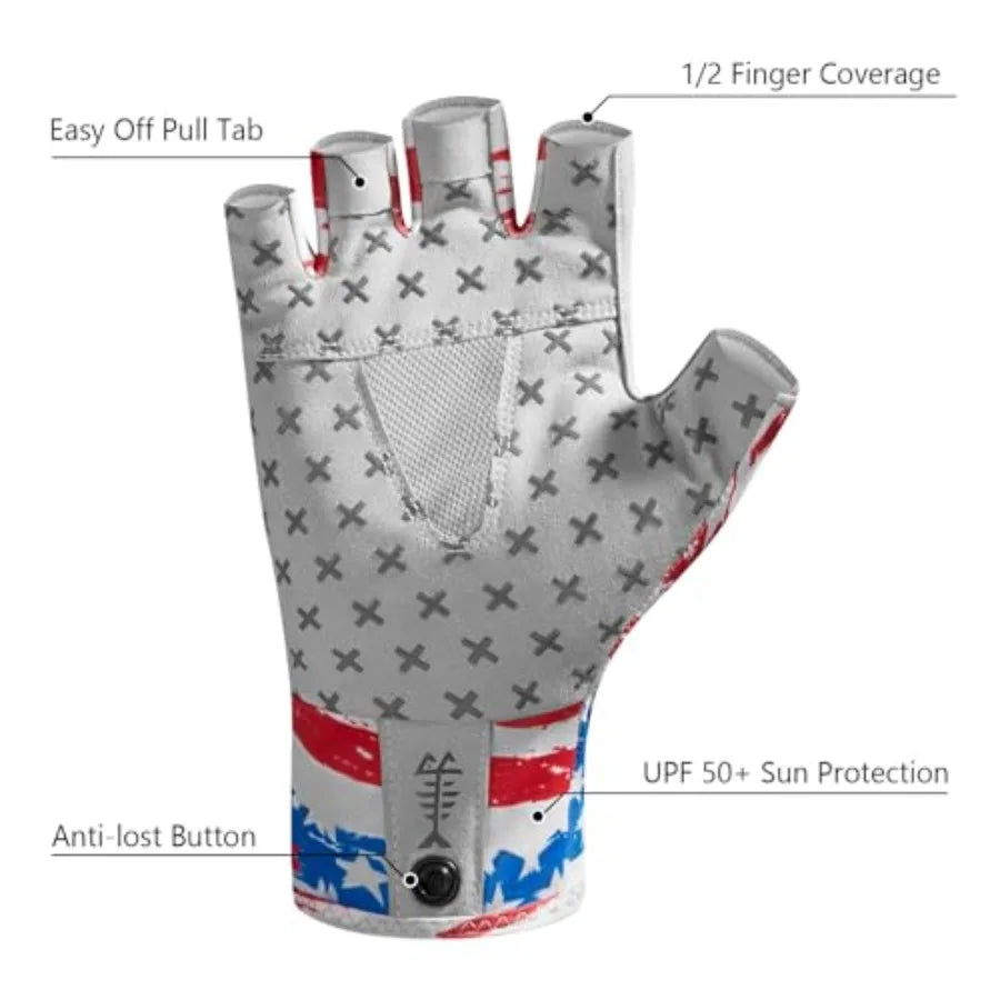 UPF 50+ Half Finger Sun Gloves For Fishing And Hiking