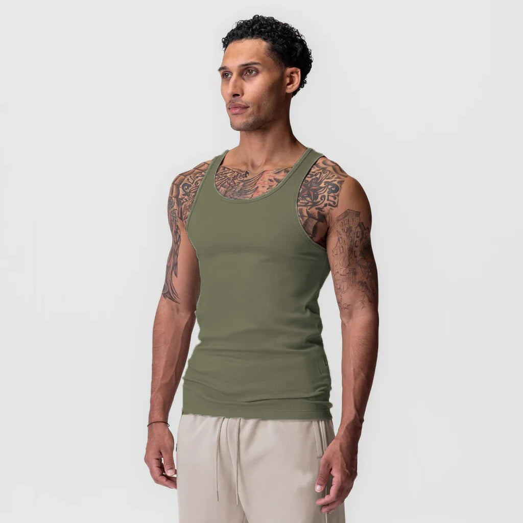 Mens Fitness Tank Top Men Fitness Sleeveless Shirt Male Screw Thread Breathable Sports Vest Undershirt Running Vest Me