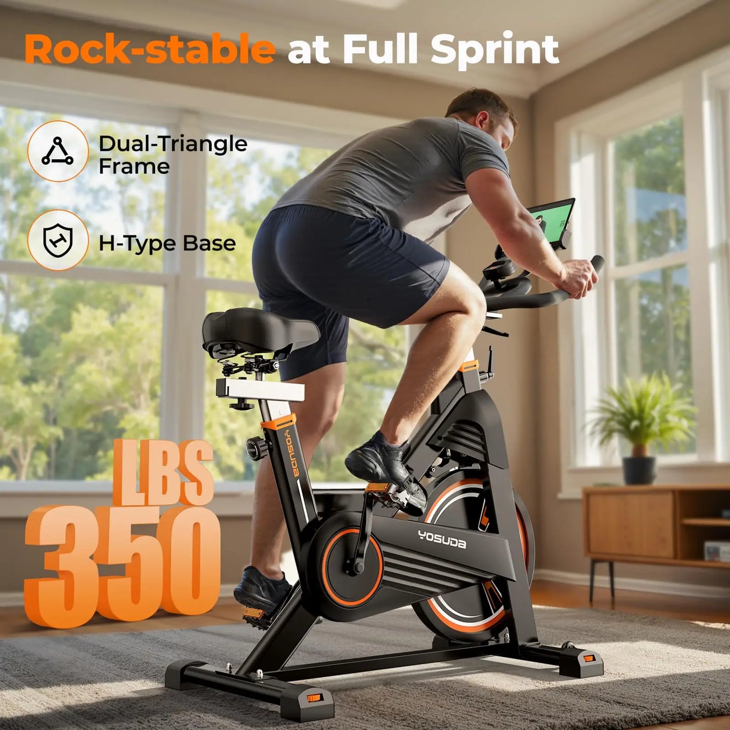 YOSUDA PRO Magnetic Exercise Bike 350 lbs Weight Capacity - Indoor Cycling Bike Stationary with Comfortable Seat Cushion