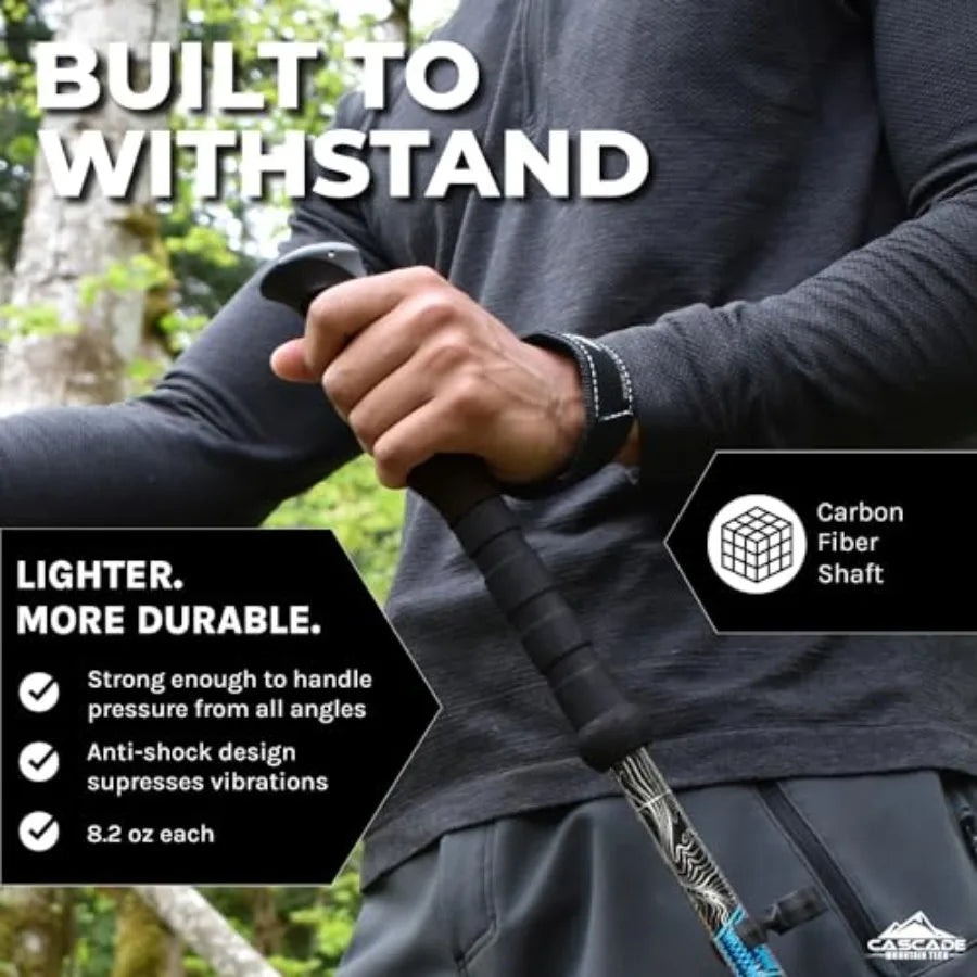 Trekking Poles With Quick Adjustable Locks For Walking And Hiking