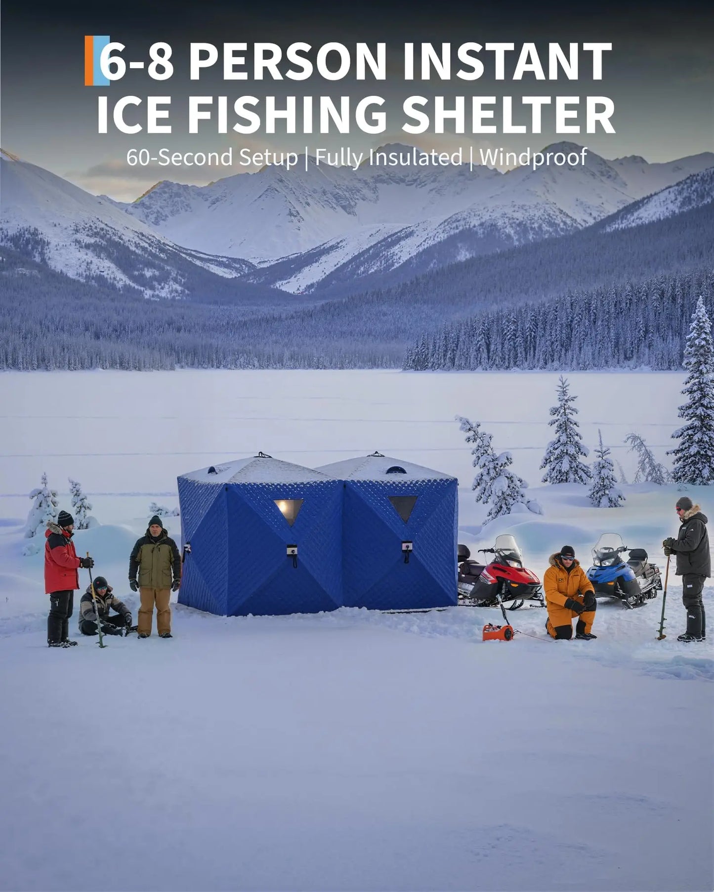 Pop Up Ice Fishing Tent Hub Shelter Warmth for Winter