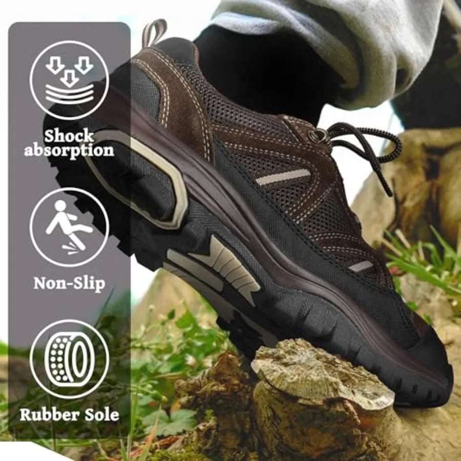 MIXIN Mens Hiking Shoes Lightweight Breathable Anti Slip Low Top