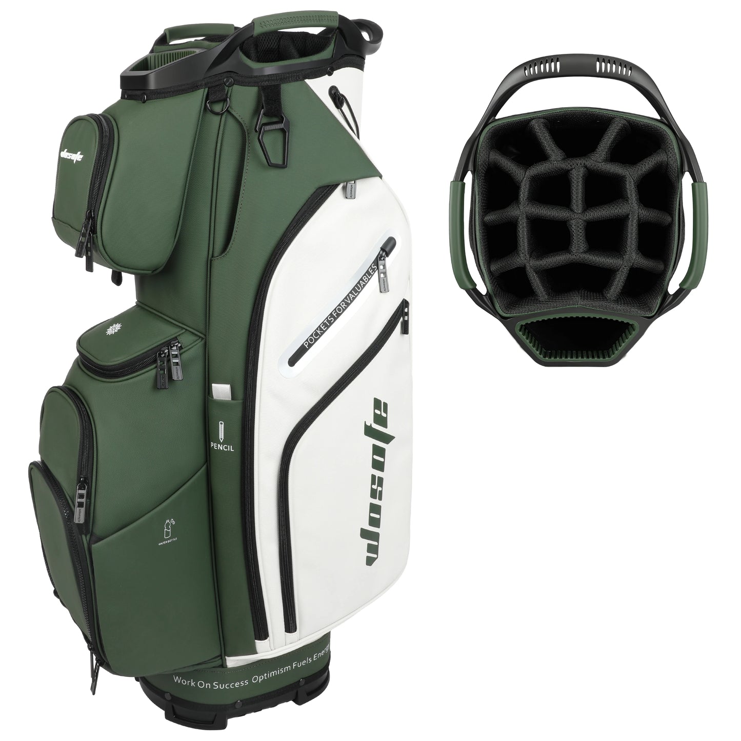 PU Leather Golf Cart Bag 14 Way Dividers 10 Pockets