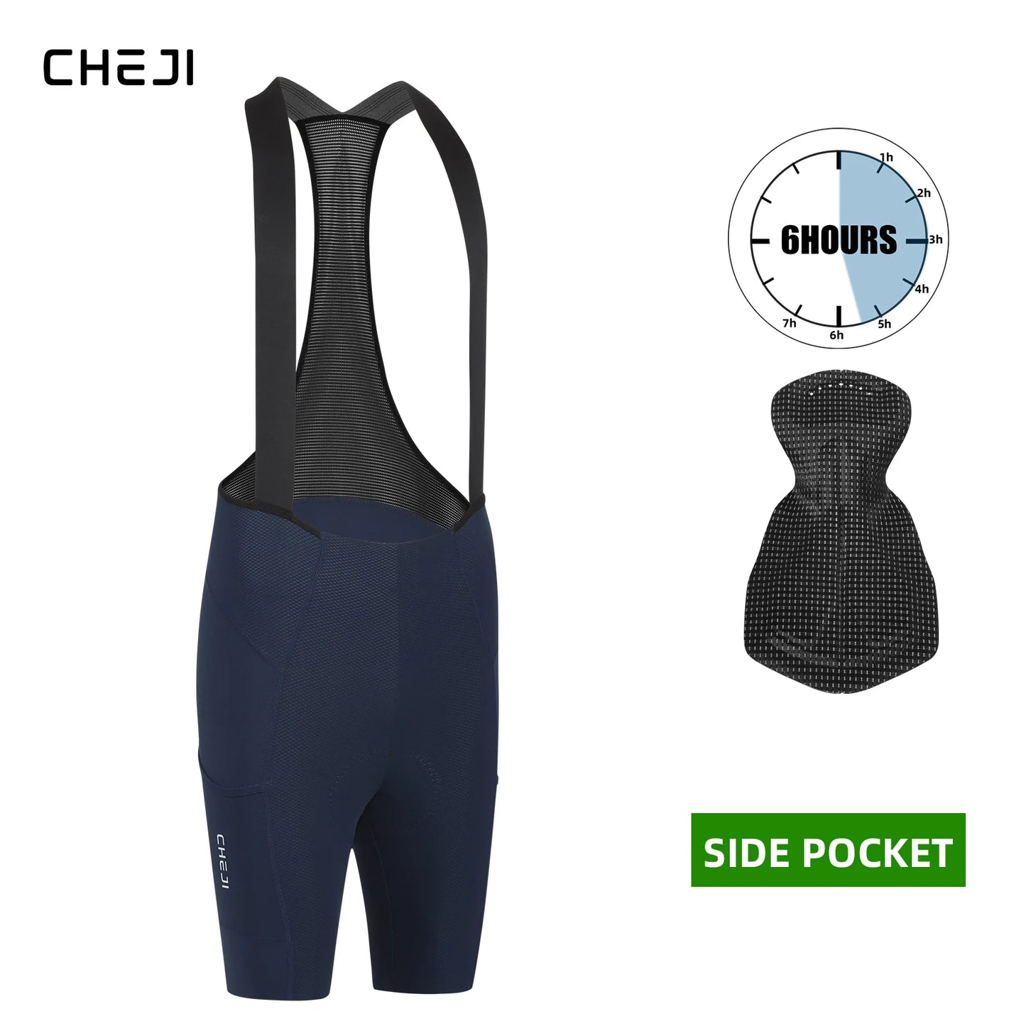 Cheji Men's Cycling Bib Shorts Seamless Quick-Drying Breathable