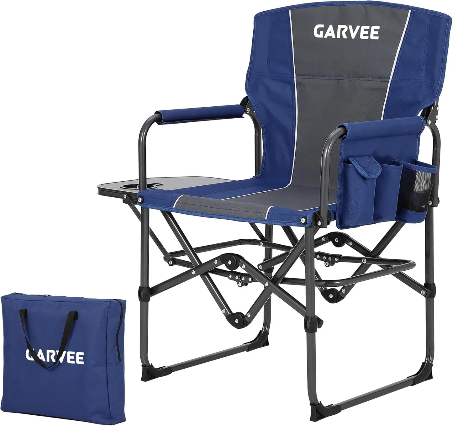 HiMISS Heavy-Duty Folding Directors Chair With Side Table Cup Holder