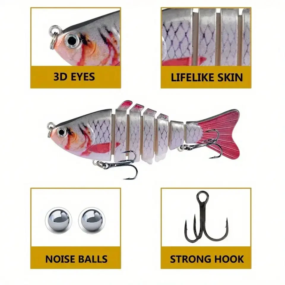 5-Piece Multi Jointed Bait 7-Segment Swimbait Lures Set