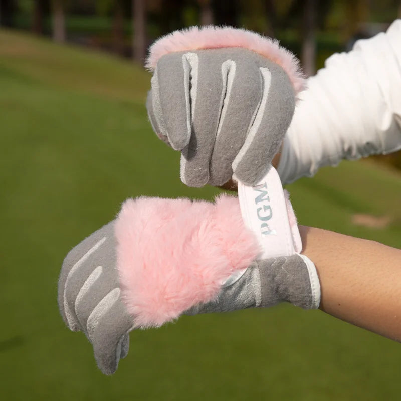 Outdoor Golf Gloves Plush Faux Rabbit Fur Non Slip Warm