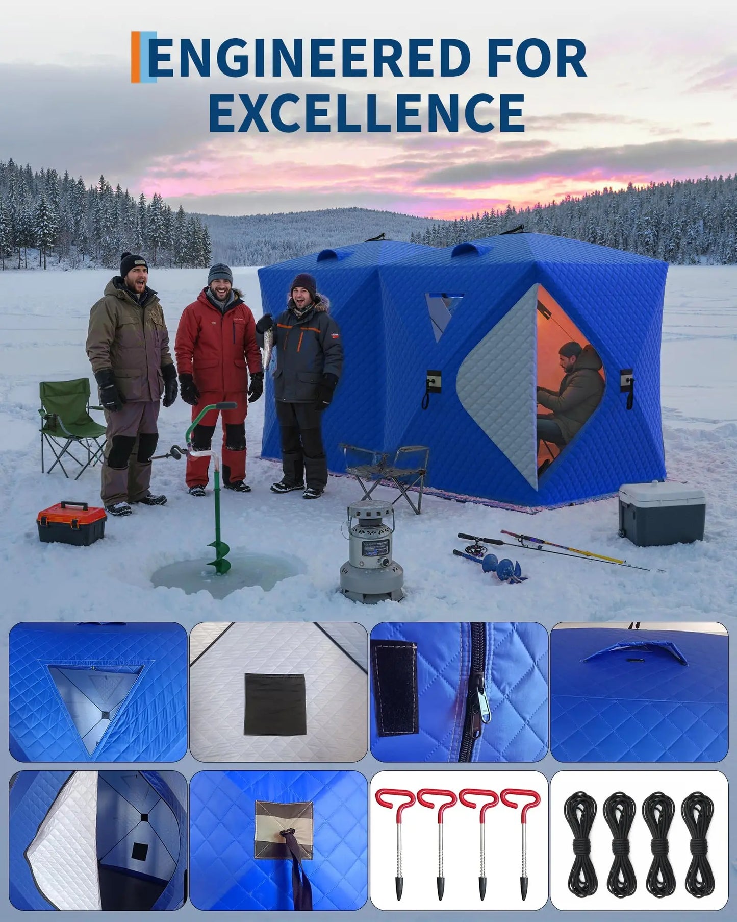 Pop Up Ice Fishing Tent Hub Shelter Warmth for Winter