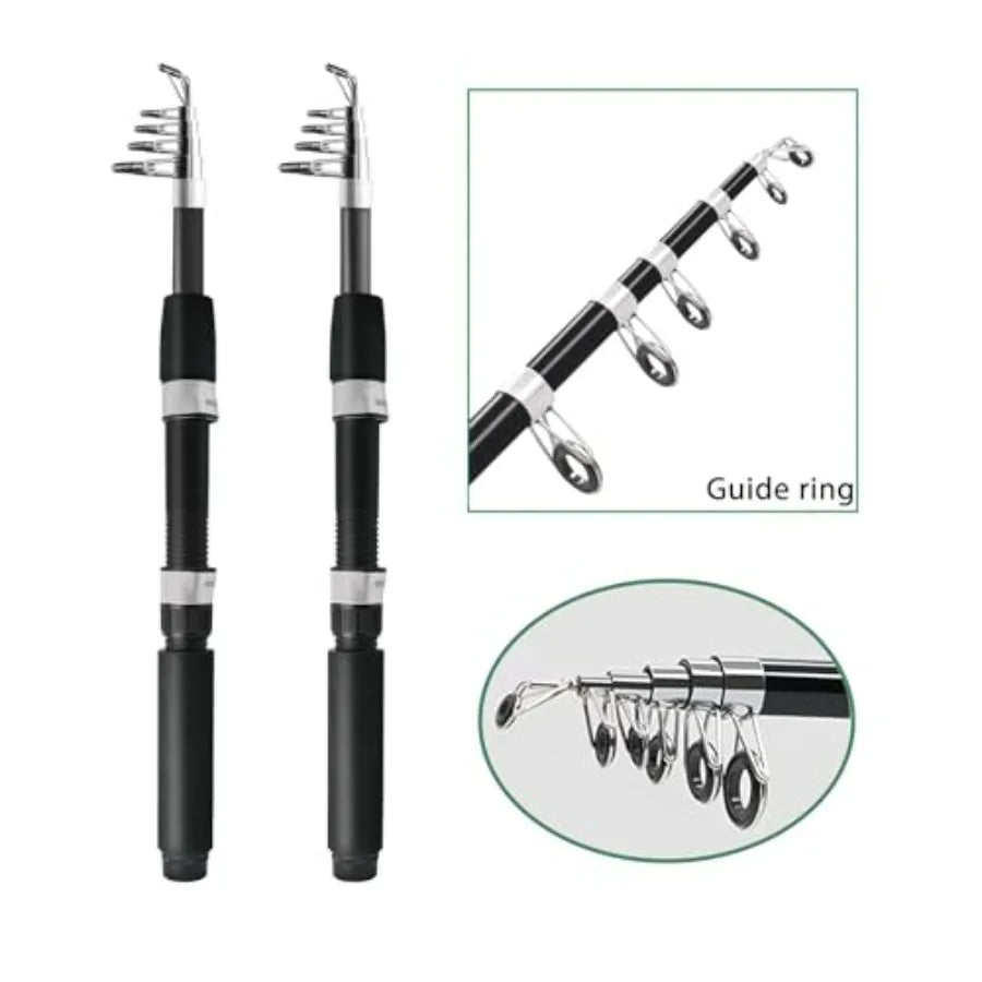 Telescopic Carbon Fiber Fishing Rod Set With Spinning Reels Carrier