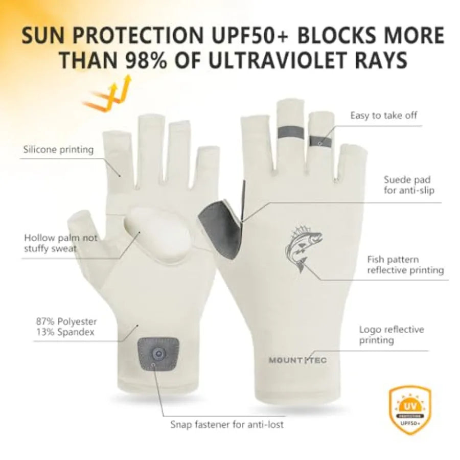 Unisex UV Protective Fingerless Gloves UPF 50 For Outdoor Activities