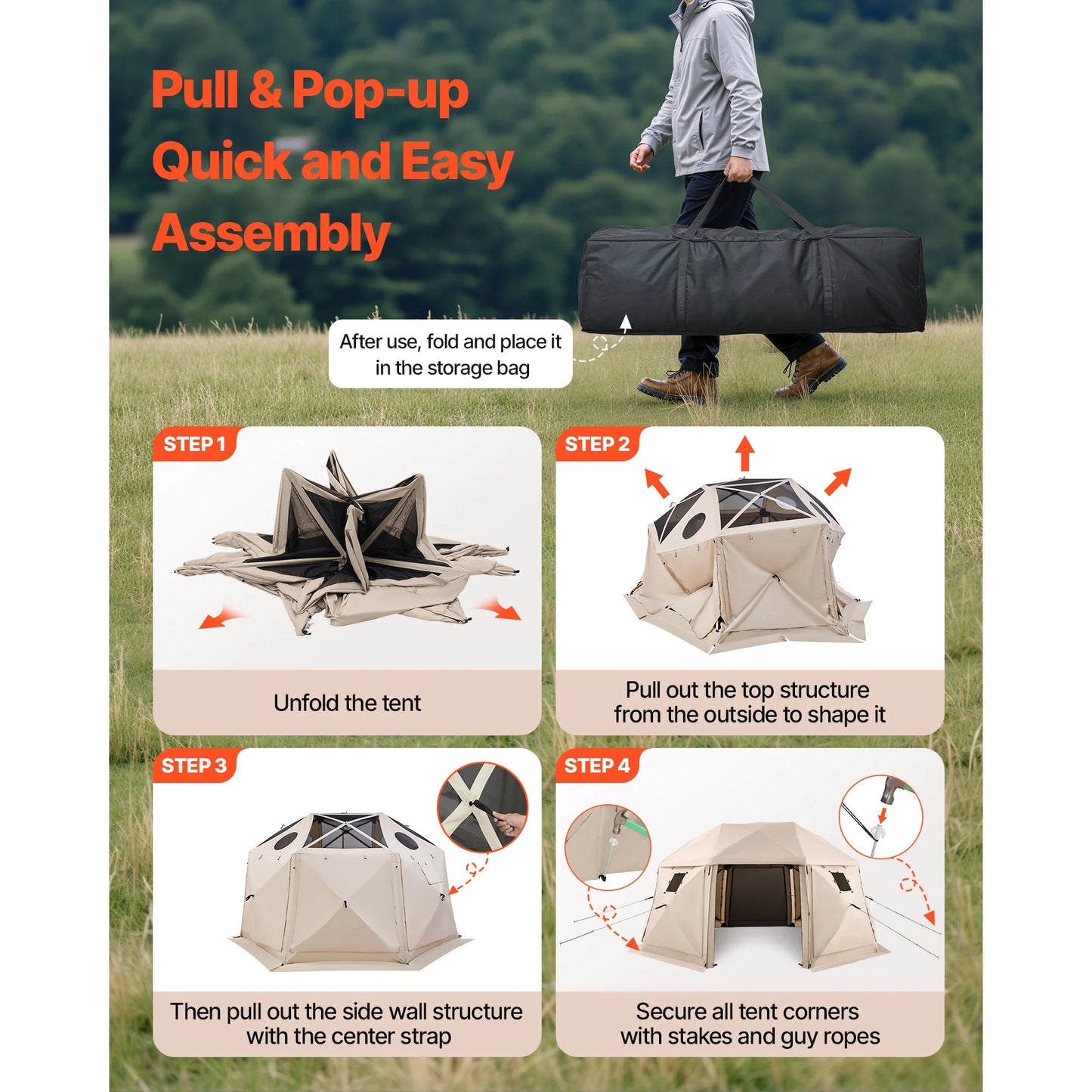 SucceBuy Pop Up Gazebo Screen Tent With Removable Top