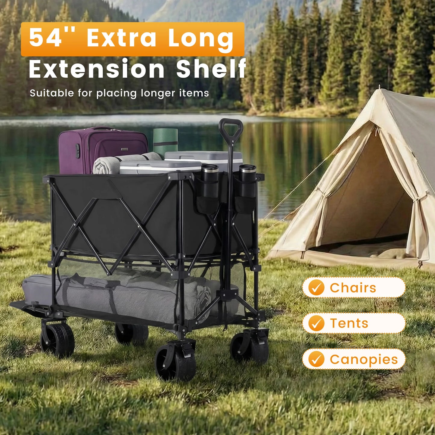 JHK Outdoor Double Decker Wagon Cart Foldable Garden Cart