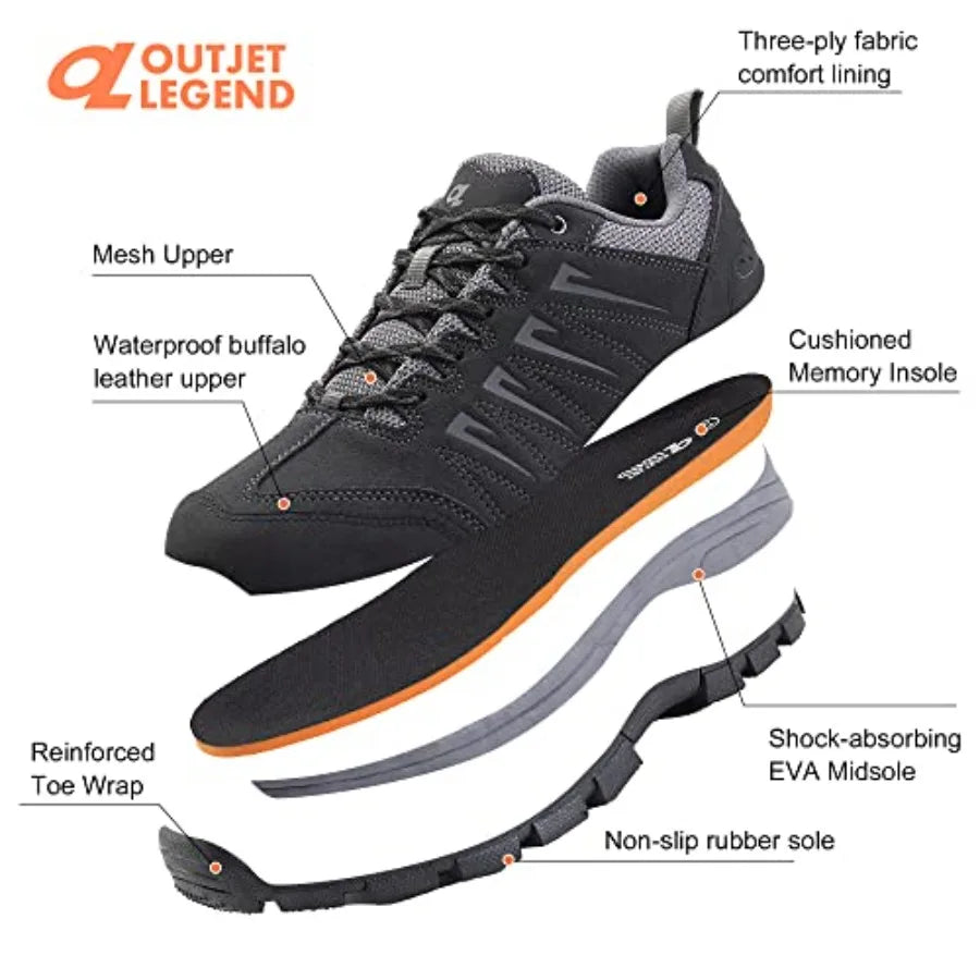 OutJet Legend Men's Waterproof Hiking Shoes Leather Lightweight