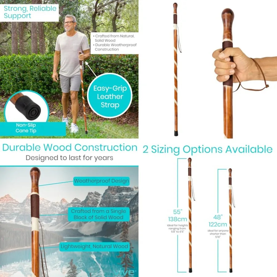 Willow Wood Walking Cane For Seniors And Outdoor Trekking