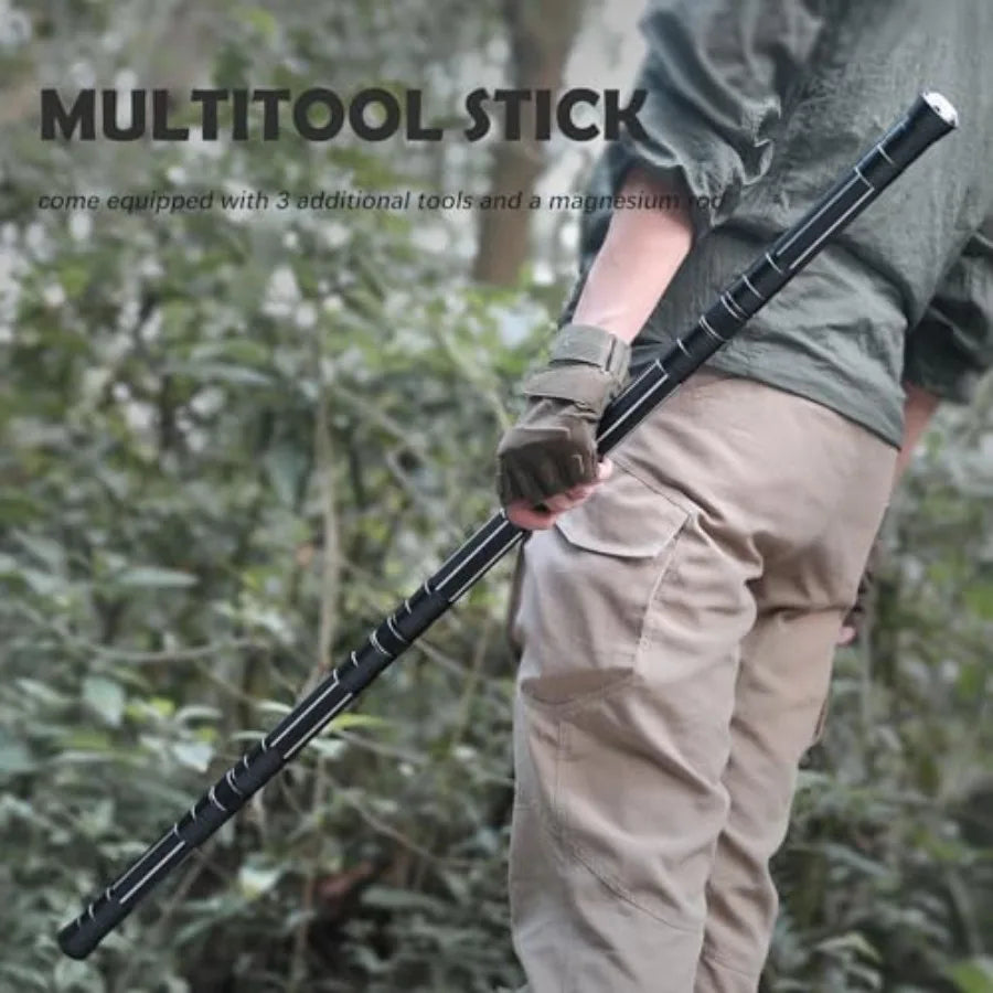 Hiking Tactical Walking Staff Trekking Poles Outdoor Multitool