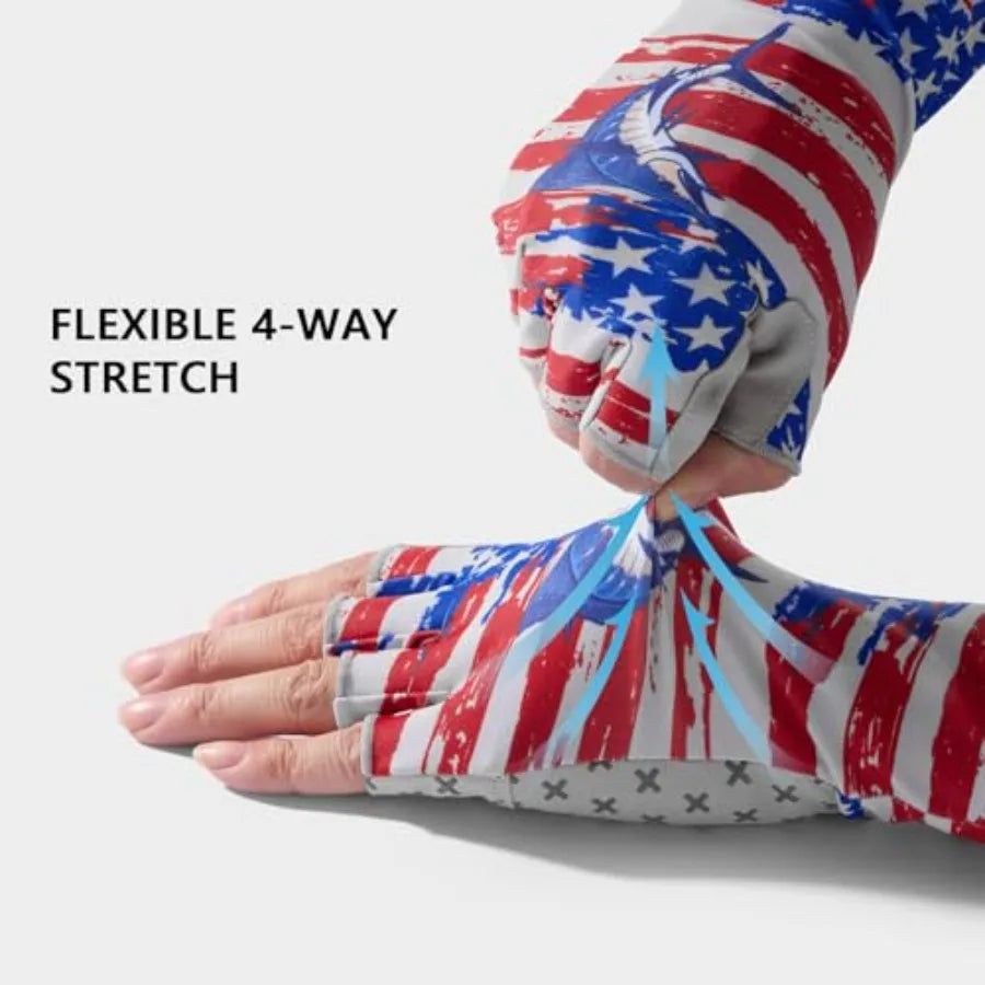 UPF 50+ Half Finger Sun Gloves For Fishing And Hiking
