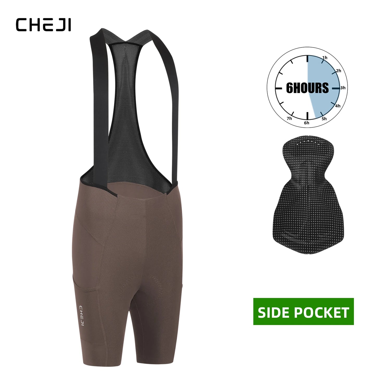 Cheji Men's Cycling Bib Shorts Seamless Quick-Drying Breathable