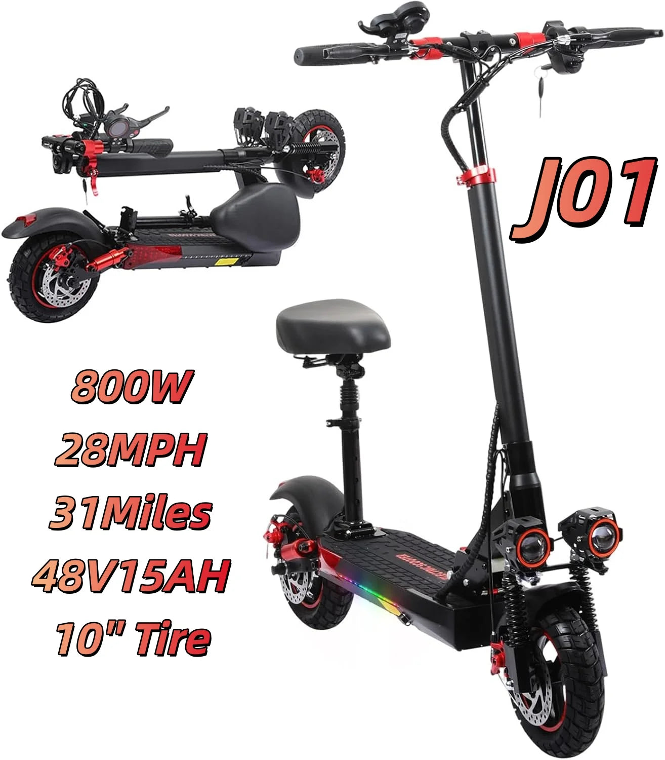 EOEOTWO 1200W Off Road Electric Scooter 48V 30MPH Foldable