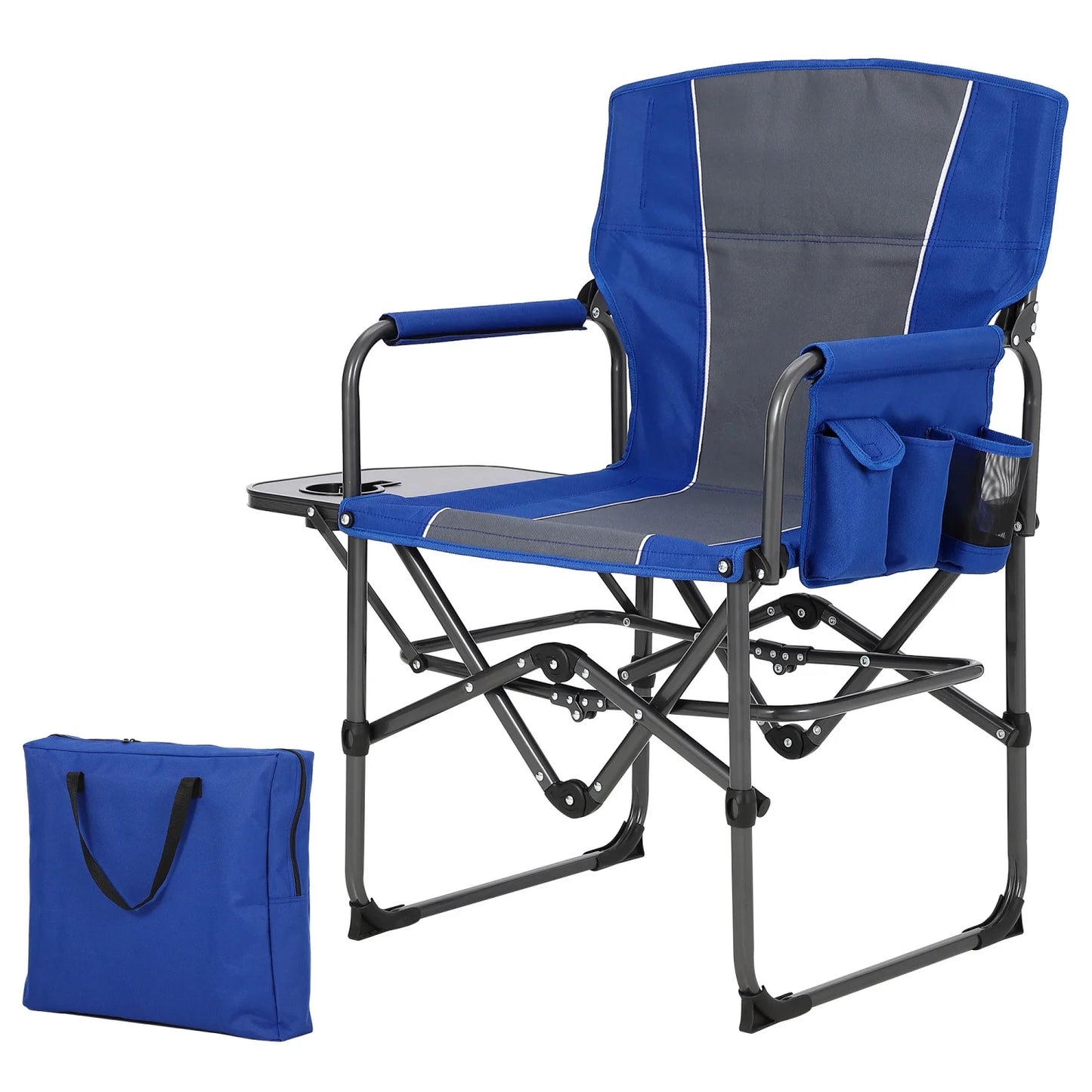 HiMISS Heavy-Duty Folding Directors Chair With Side Table Cup Holder