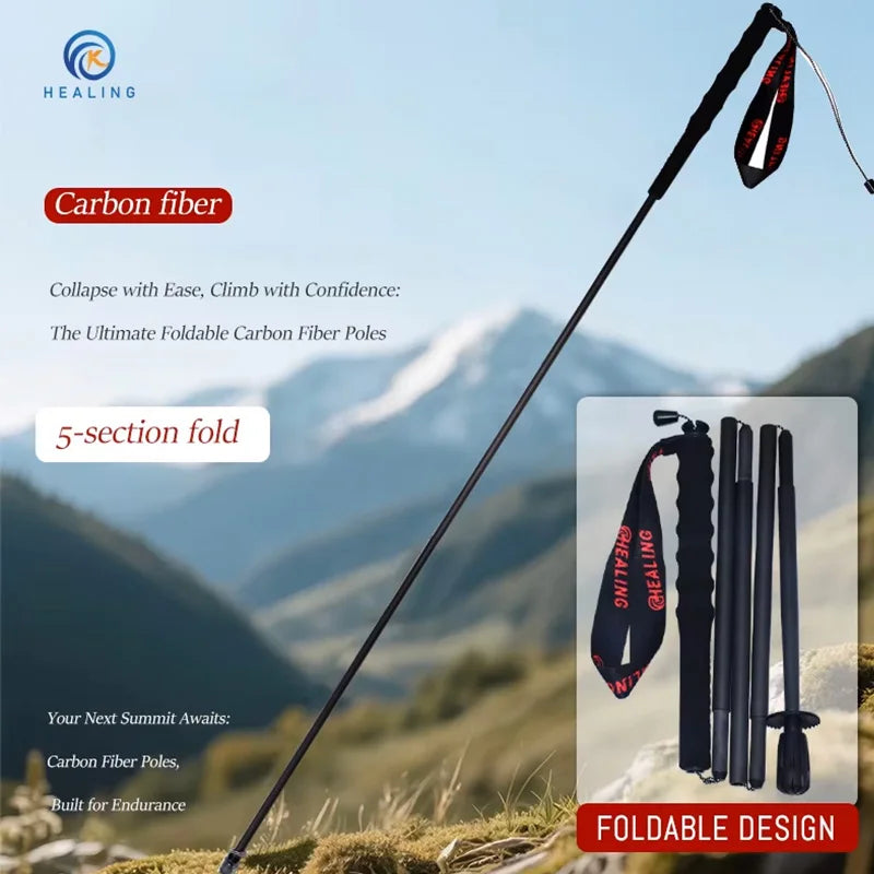 Okhealing Ultra Light Foldable Carbon Fiber Trekking Poles