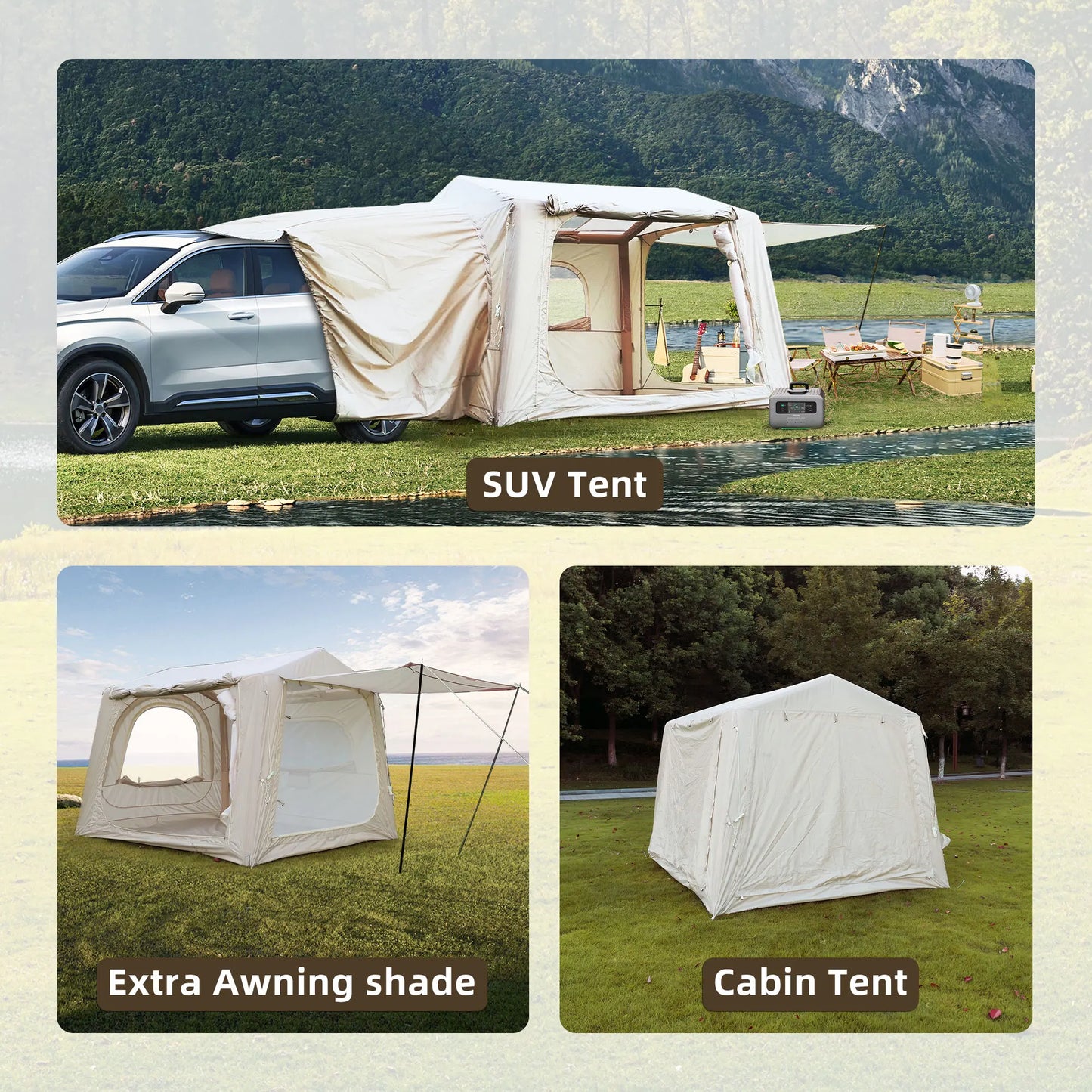 Inflatable Camping Tent For SUV Easy Setup Waterproof Glamping Shelter