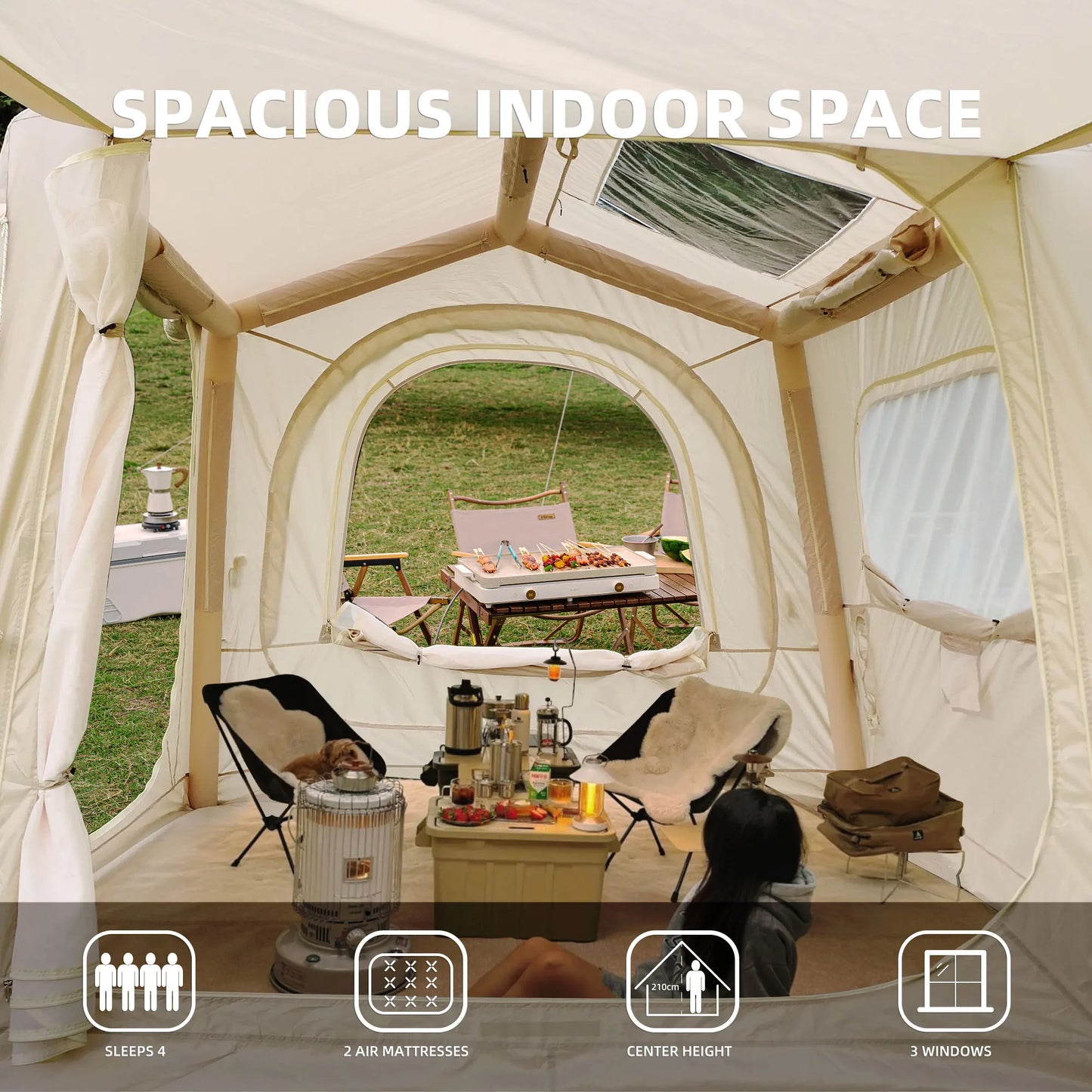 Inflatable Camping Tent For SUV Easy Setup Waterproof Glamping Shelter