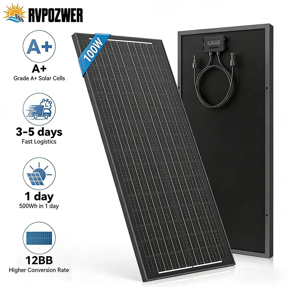 Rvpozwer 12BB 18BB 12V 100W Monocrystalline Solar Panel