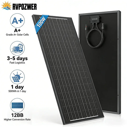 Rvpozwer 12BB 18BB 12V 100W Monocrystalline Solar Panel