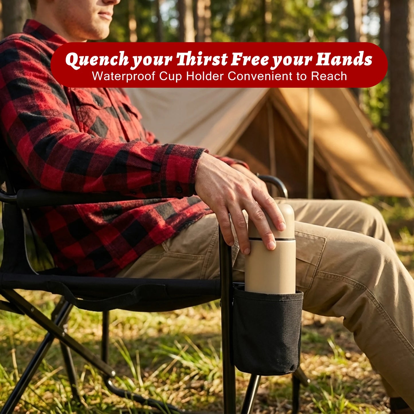 JHK Outdoor Folding Camping Chair With Mesh Back And Armrests