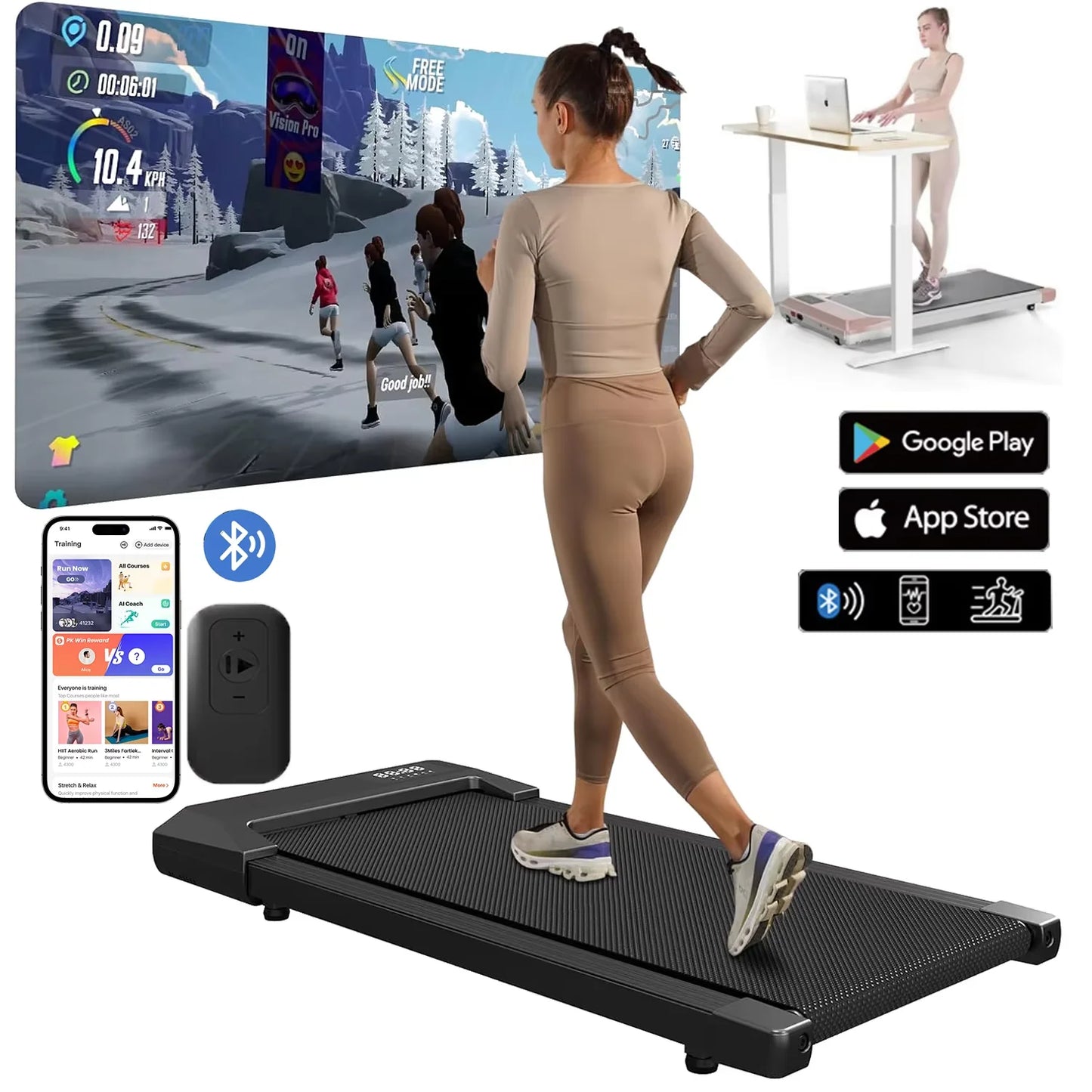 Superun 2 In 1 Treadmill Walking Running Machine LCD