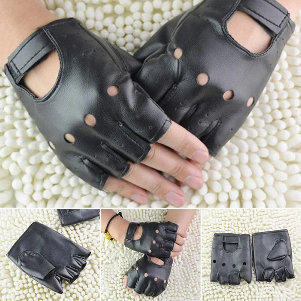 YJSFG HOUSE Leather Fingerless Mittens for Men and Motorcycle Riders