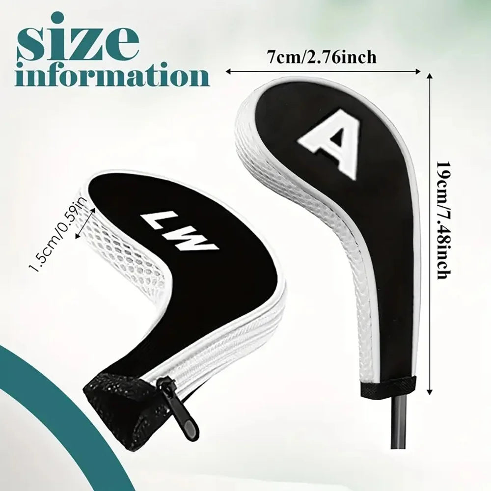 Neoprene Golf Club Covers 12-Piece Set with Zippered Driver Heads