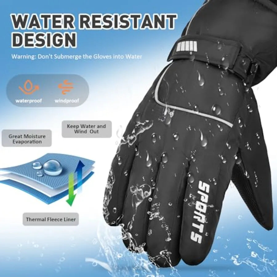 Unisex Waterproof Touchscreen Winter Gloves Windproof Thermal Snowboarding