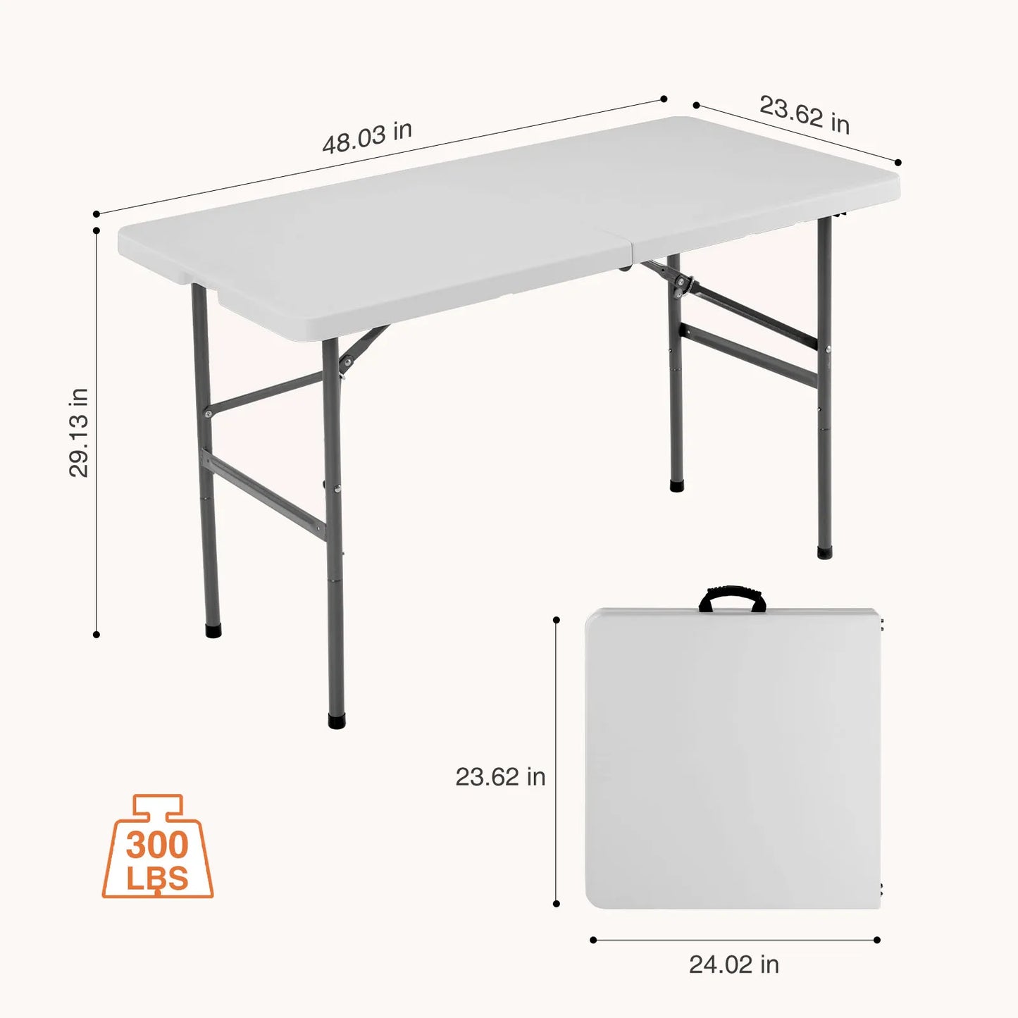 JHK Portable Folding Table Outdoor Indoor Heavy Duty With Handle