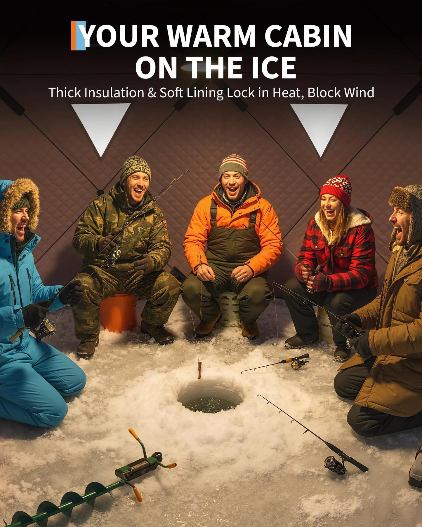 Pop Up Ice Fishing Tent Hub Shelter Warmth for Winter