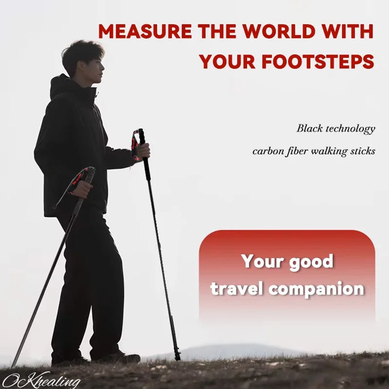 Okhealing Ultra Light Foldable Carbon Fiber Trekking Poles