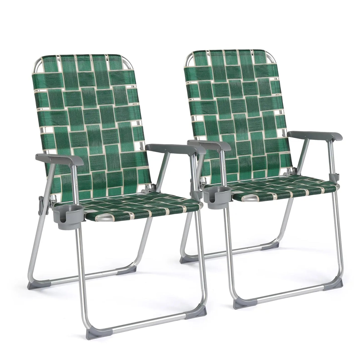 Aluminum Folding Patio Chairs With Detachable Cup Holders 2Pack