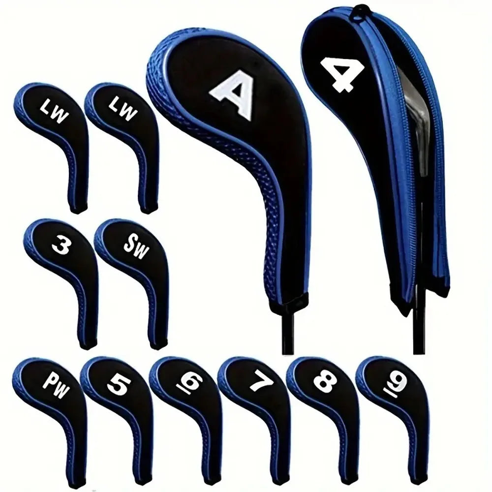 Neoprene Golf Club Covers 12-Piece Set with Zippered Driver Heads