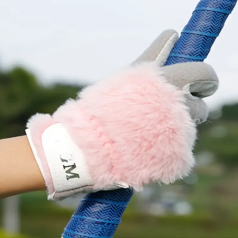 Winter Golf Gloves Plush Rabbit Fur Warm Non Slip Comfort