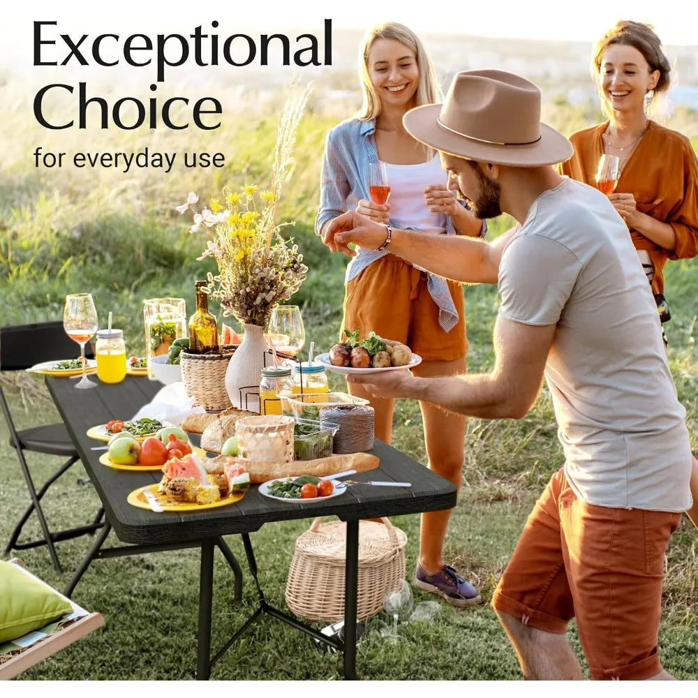 Heavy Duty Folding Table With Handle And Steel Legs