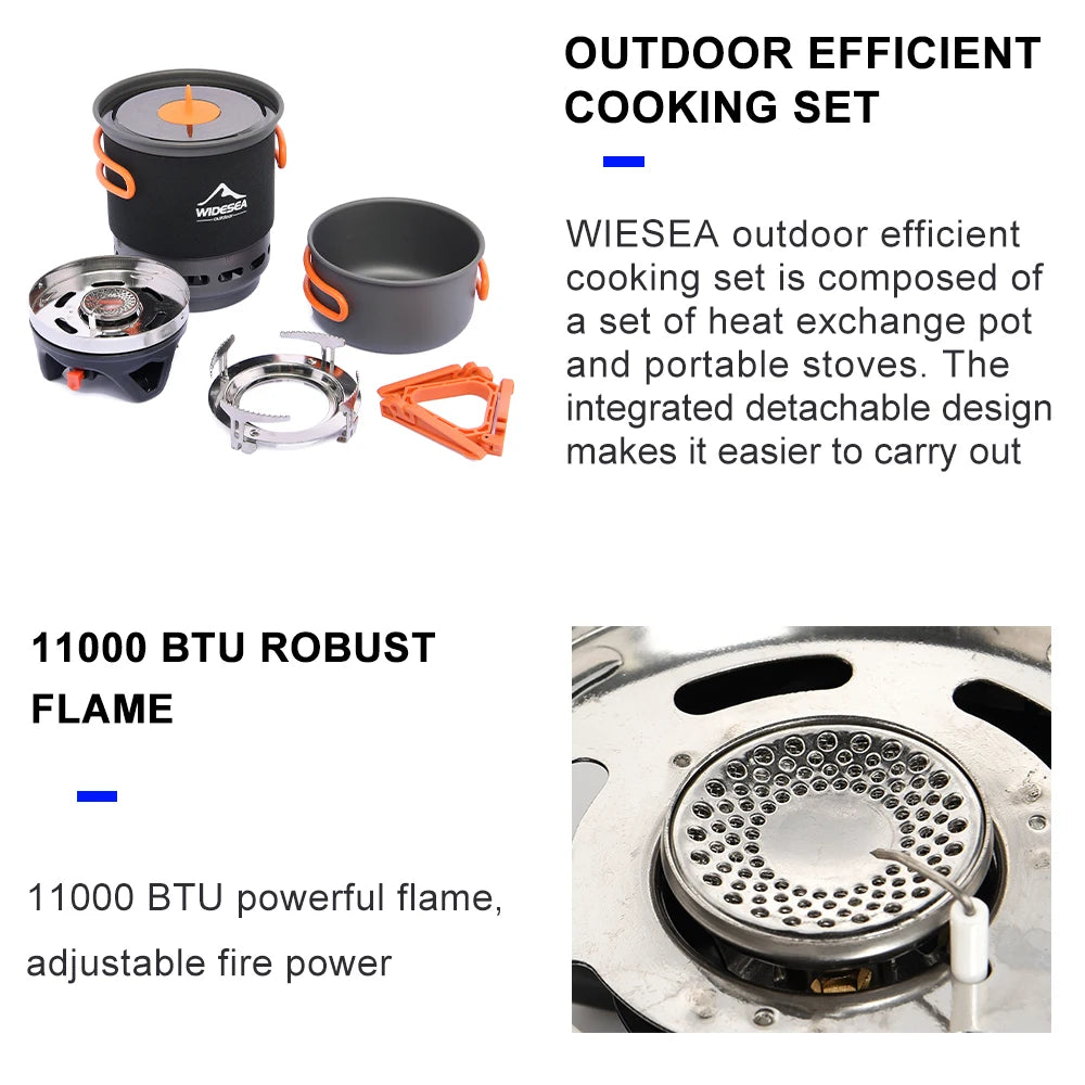 Widesea Camping Cooking System With Heat Exchanger Gas Burner Stove