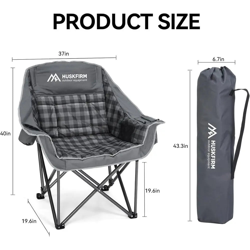 Oversized Padded Camping Chairs With Cup Holder And Cooler Bag