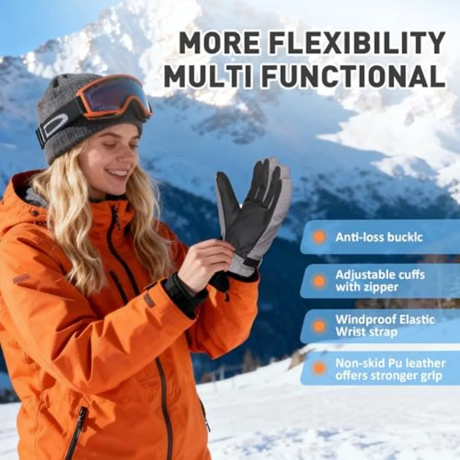 Unisex Waterproof Touchscreen Winter Gloves Windproof Thermal Snowboarding