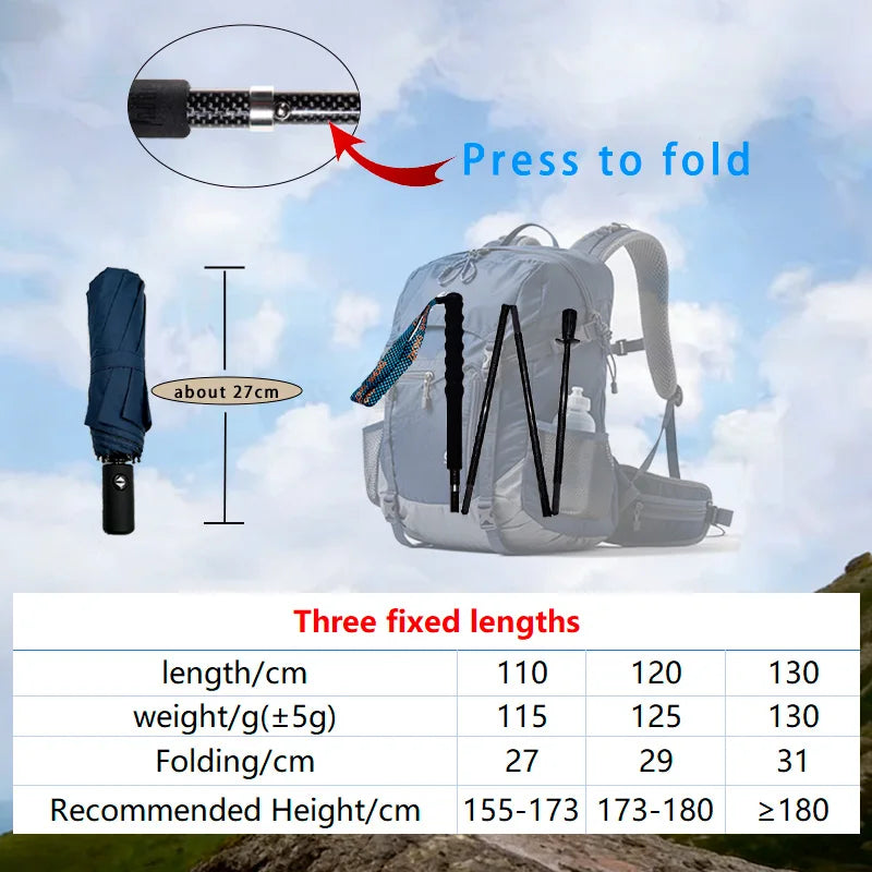 OKHEALING Ultralight Folding Trekking Poles Carbon Fiber