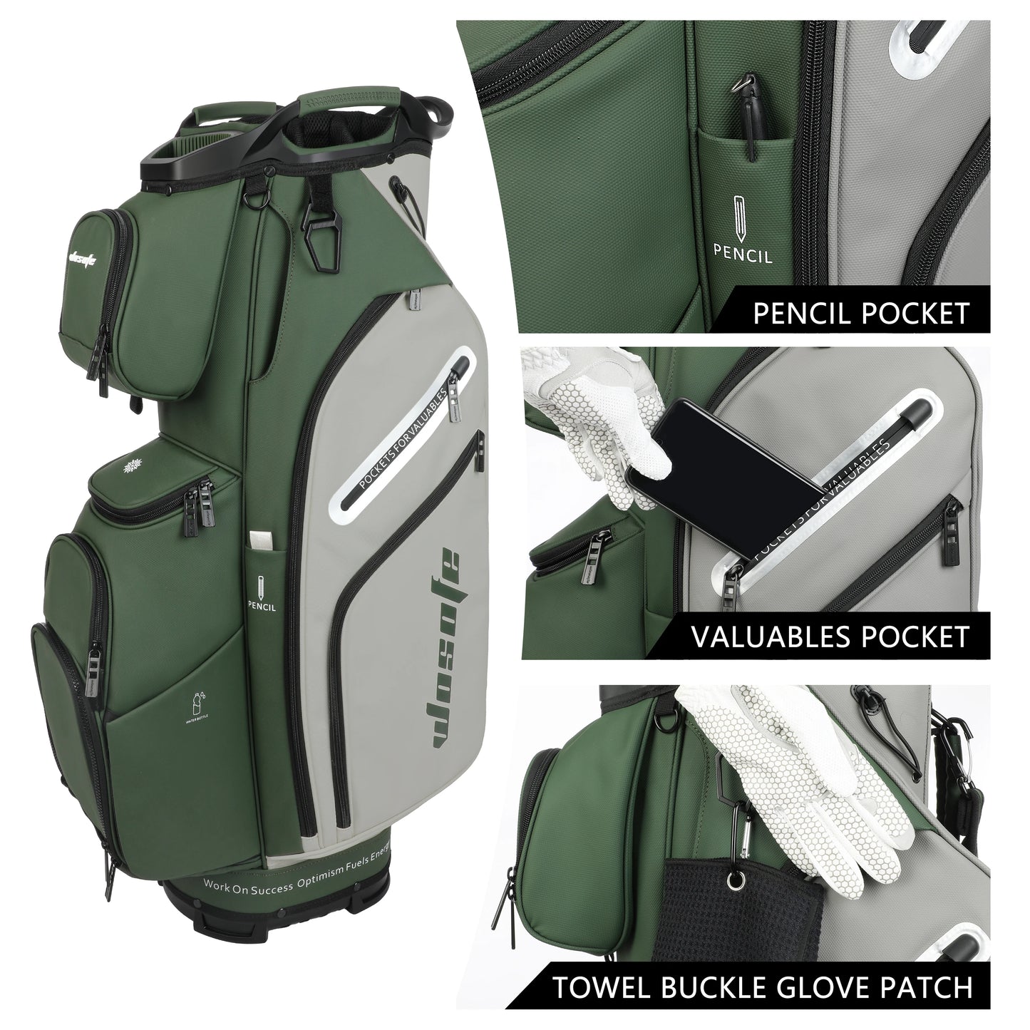 PU Leather Golf Cart Bag 14 Way Dividers 10 Pockets