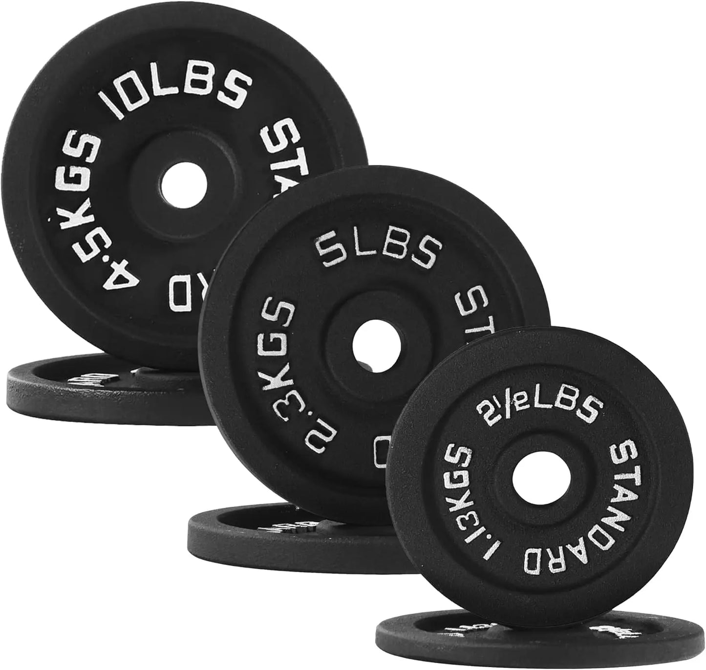 Standard 1-Inch Barbell Weight Plates, 2.5-45 LB for Home Gym Strength Training with Deep Grip
