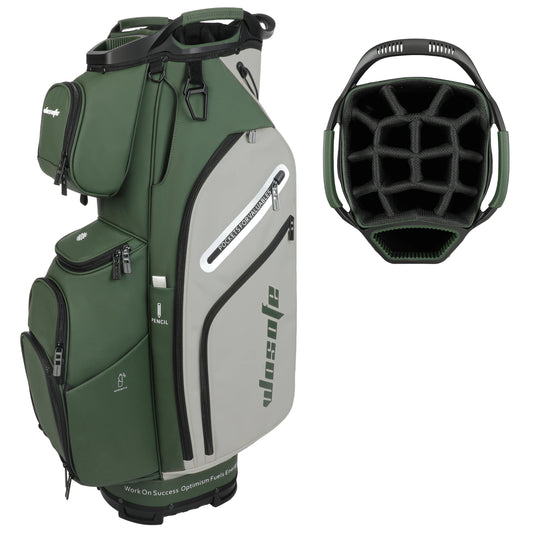 PU Leather Golf Cart Bag 14 Way Dividers 10 Pockets