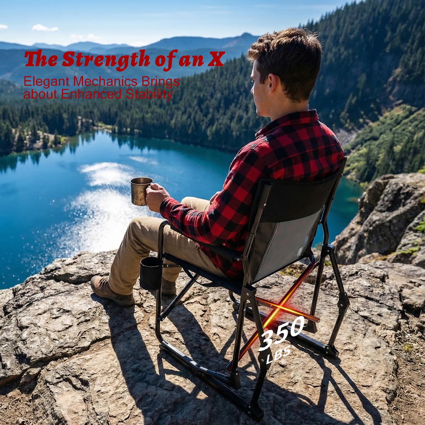 JHK Outdoor Folding Camping Chair With Mesh Back And Armrests