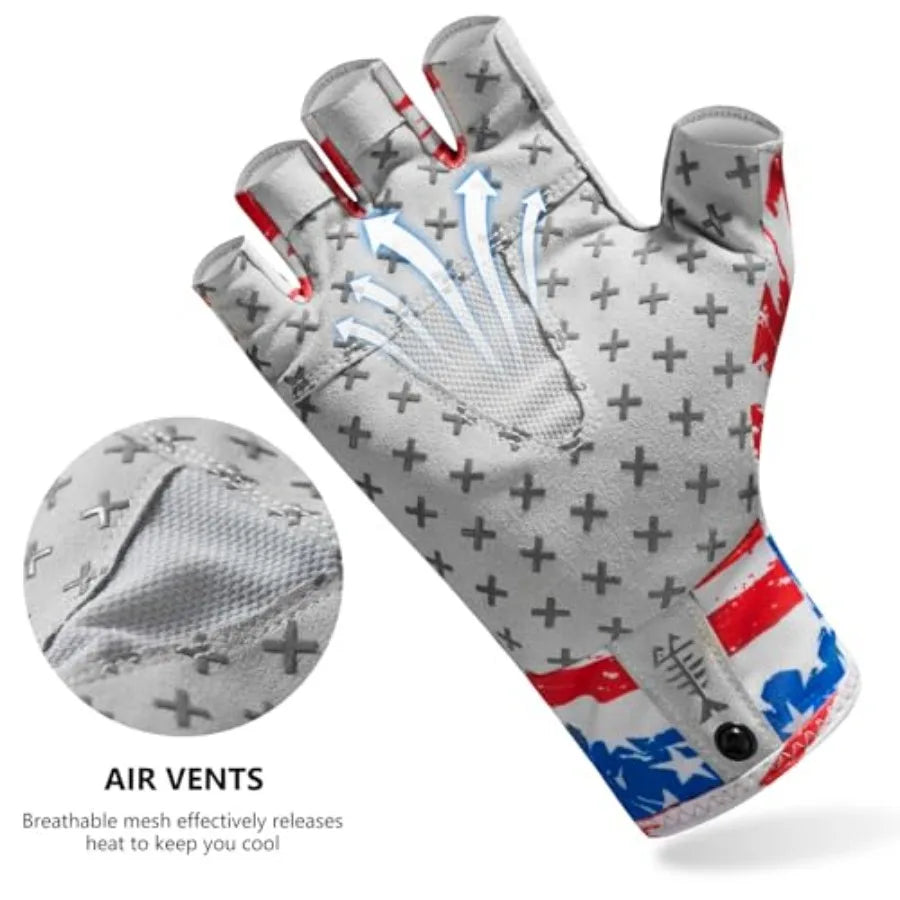 UPF 50+ Half Finger Sun Gloves For Fishing And Hiking